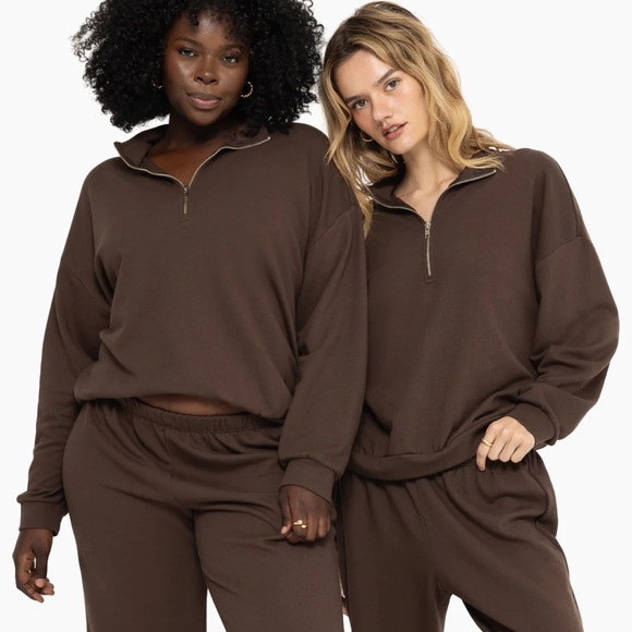 Set Active - Lightweight Sweats Quarter Zip, Clove, Large - Picture 4 of 7